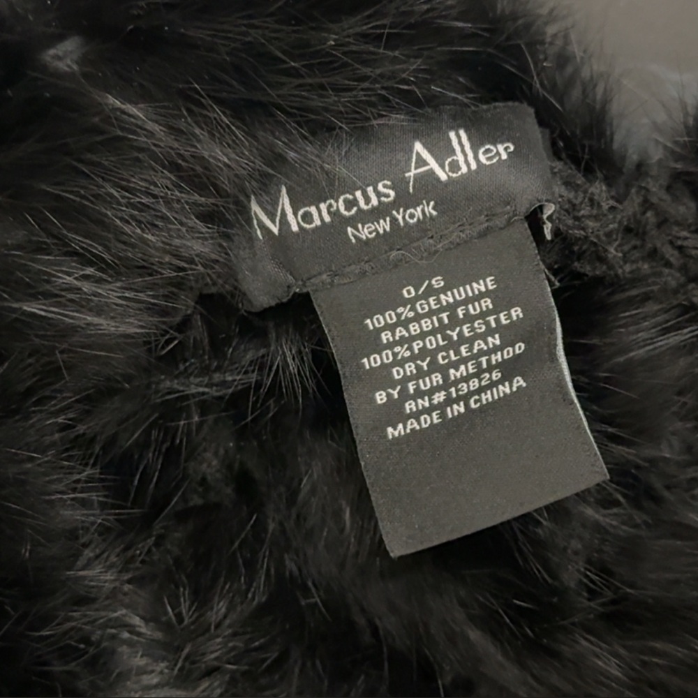 Marcus Adler 100% Rabbit Fur Ruffle Infinity Scarf Wrap BLACK AUTHENTIC NWT - Picture 6 of 8